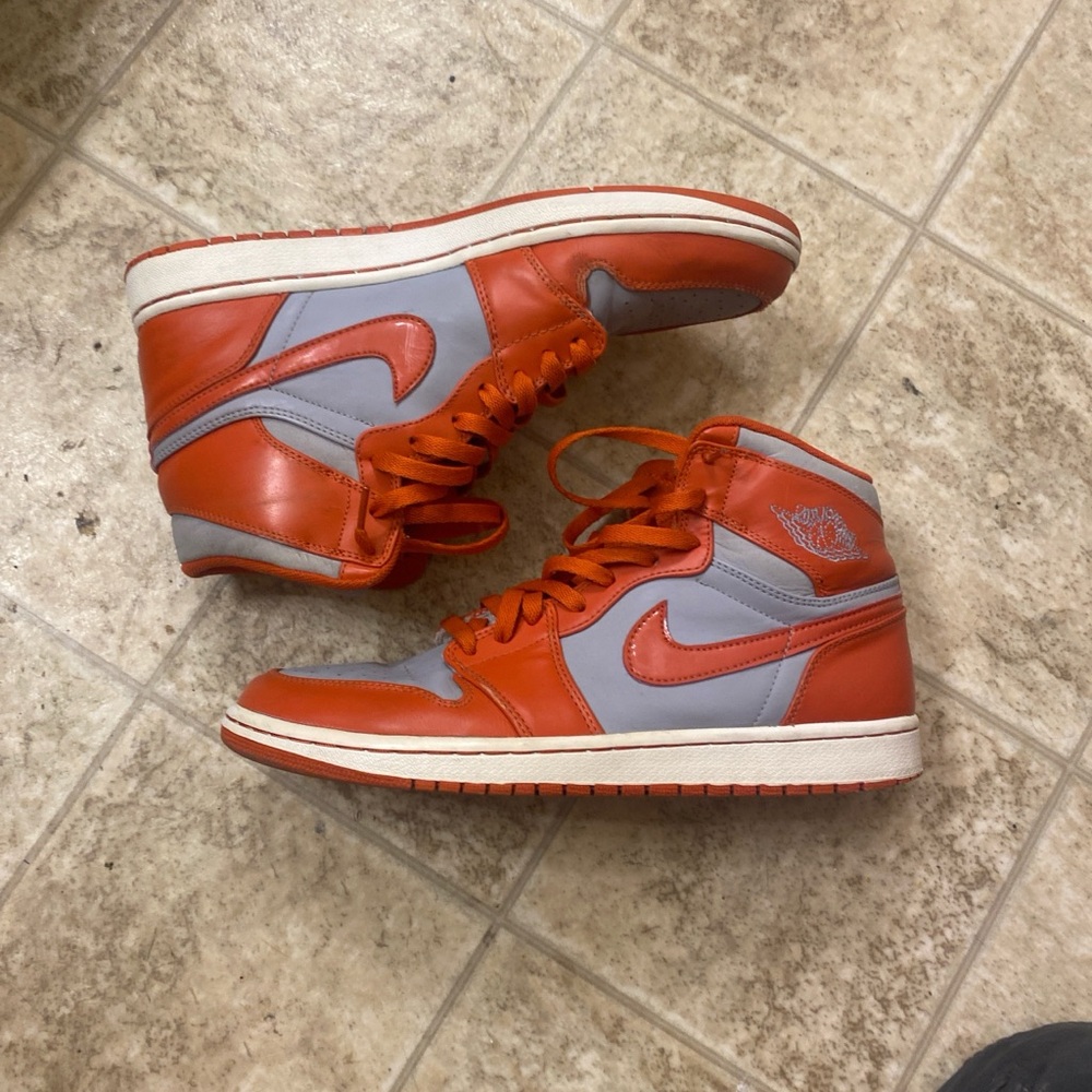 Orange and Gray High-Top Sneakers